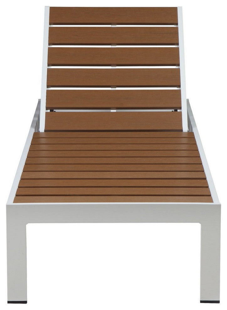Benzara BM287736 Josh 76" Outdoor Chaise Lounger, White Aluminum Frame