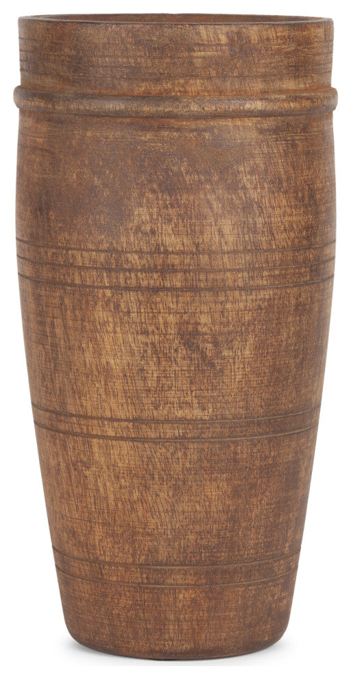 Porta Large Medium Brown Reclaimed Wooden Pot