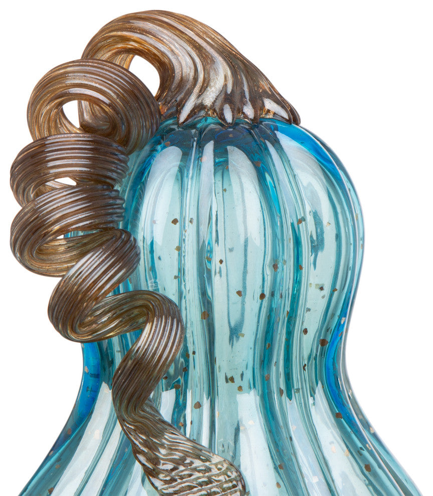Set of 3, Blue Glass Pumpkin