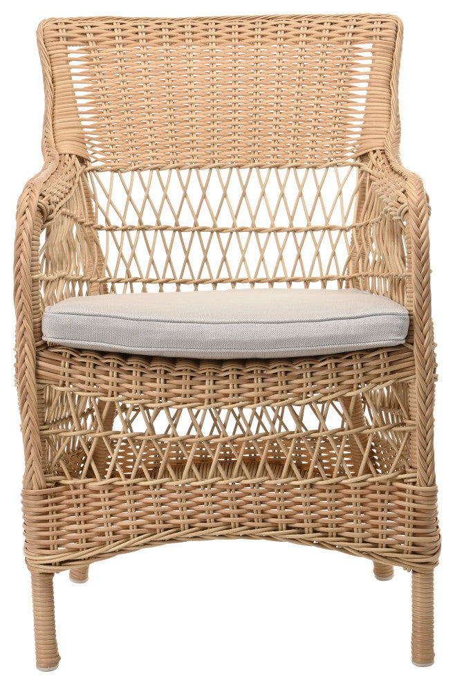 Marie Armchair With Cushion, Natural Finish, Sailcloth Seagull Upholstery