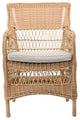 Marie Armchair With Cushion, Natural Finish, Sailcloth Seagull Upholstery