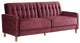 Mid-Century Design Convertible Sofa Bed, Burgundy