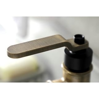 Single-Handle Bathroom Faucet With Push Pop-Up, Matte Black/Antique Brass