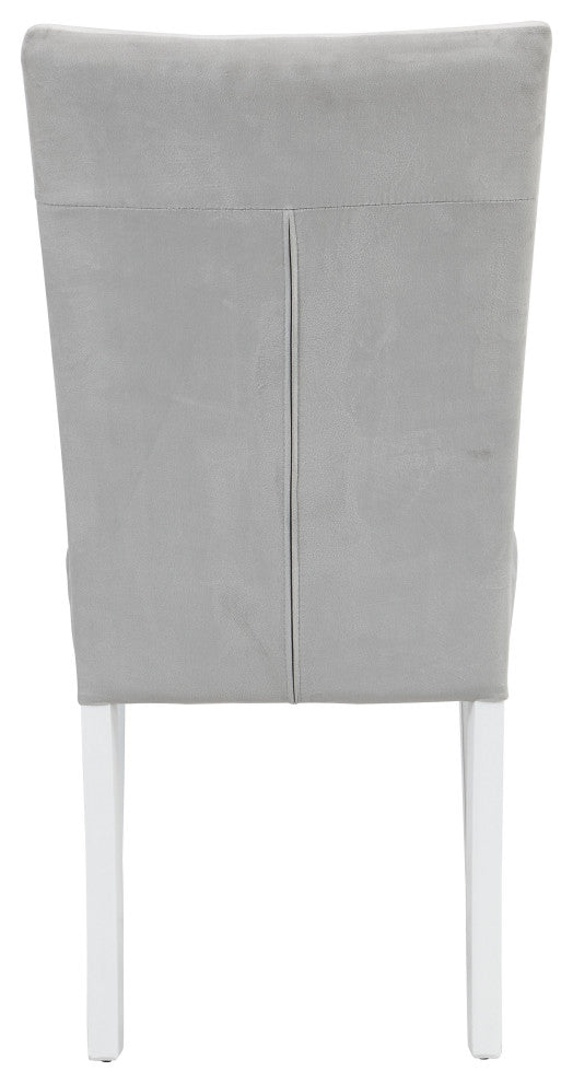 ACME Elizaveta Side Chair, Set of 2, Gray Velvet, Faux Diamond, White High Gloss