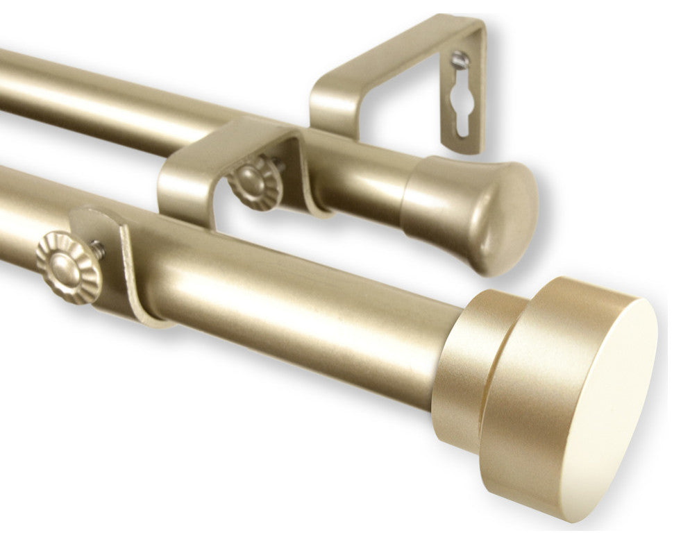 Bonnet Double Curtain Rod, Light Gold, 120-170"