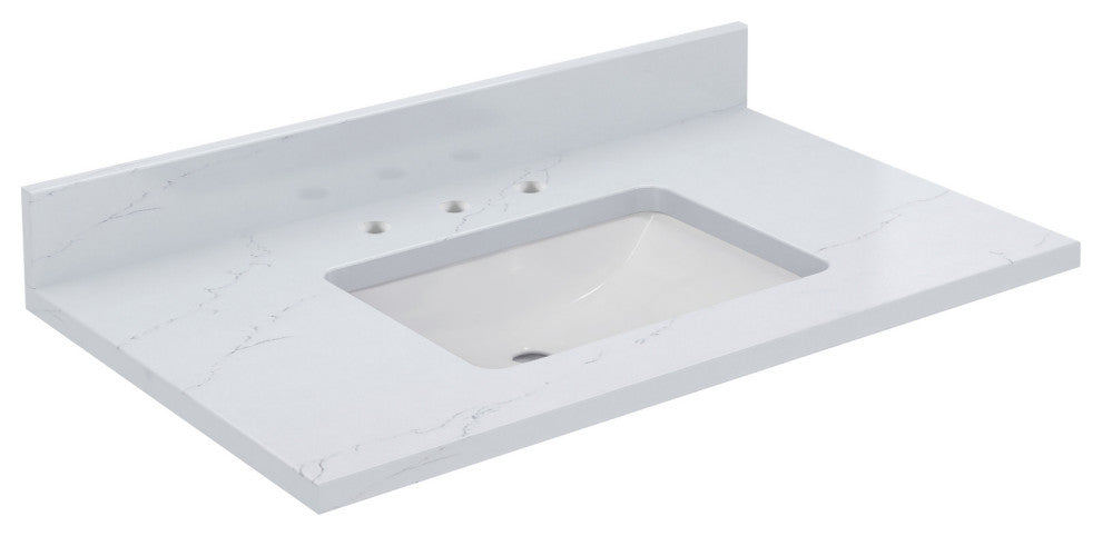 Sagehill Designs RQ3722 Premier Quartz Vanity Top 37" Quartz - Windfresh White