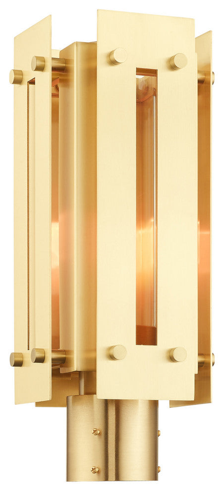Livex Lighting Utrecht 1 Light Satin Brass Medium Outdoor Post Top Lantern