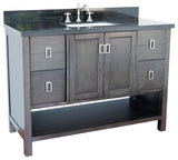 49" Single Vanity, Silvery Brown Finish With Black Galaxy Top