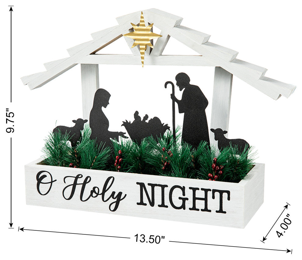 13.5"L Wooden Nativity Table Decor