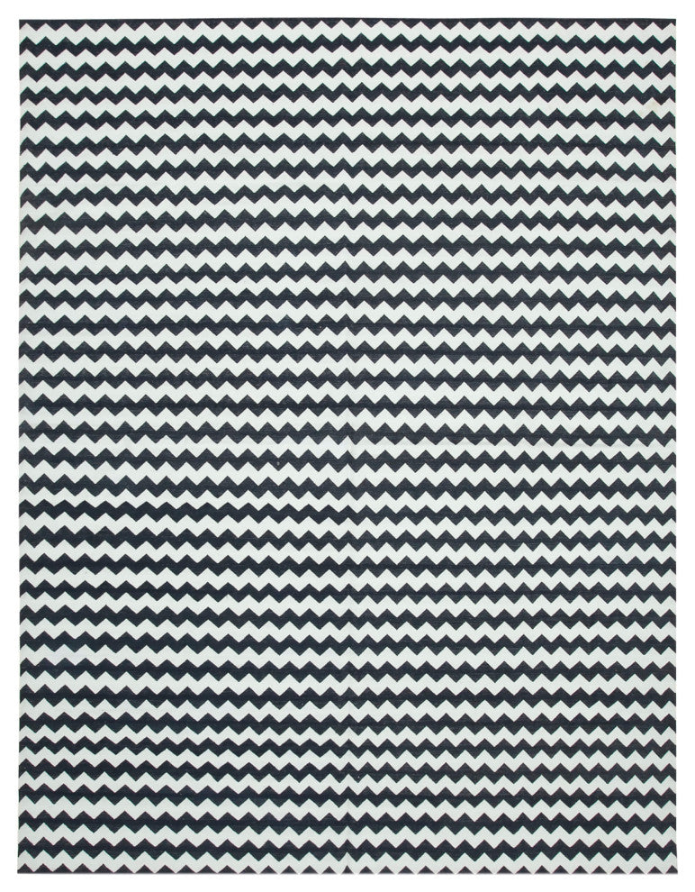 Rug N Carpet - Handmade Wool 8' 11'' x 11' 8'' Modern Design Dhurrie Kilim Rug
