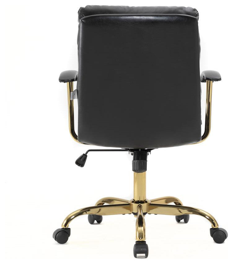 LeisureMod RO19BL Regina Modern Black Executive Leather Office Chair