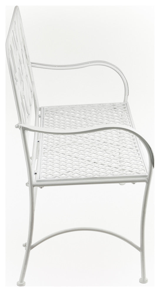 White Daisy Metal Bench