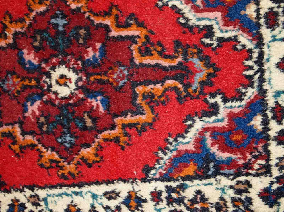 Handmade vintage Persian Hamadan rug 1.3' x 1.9' (40cm x 60cm) 1970s