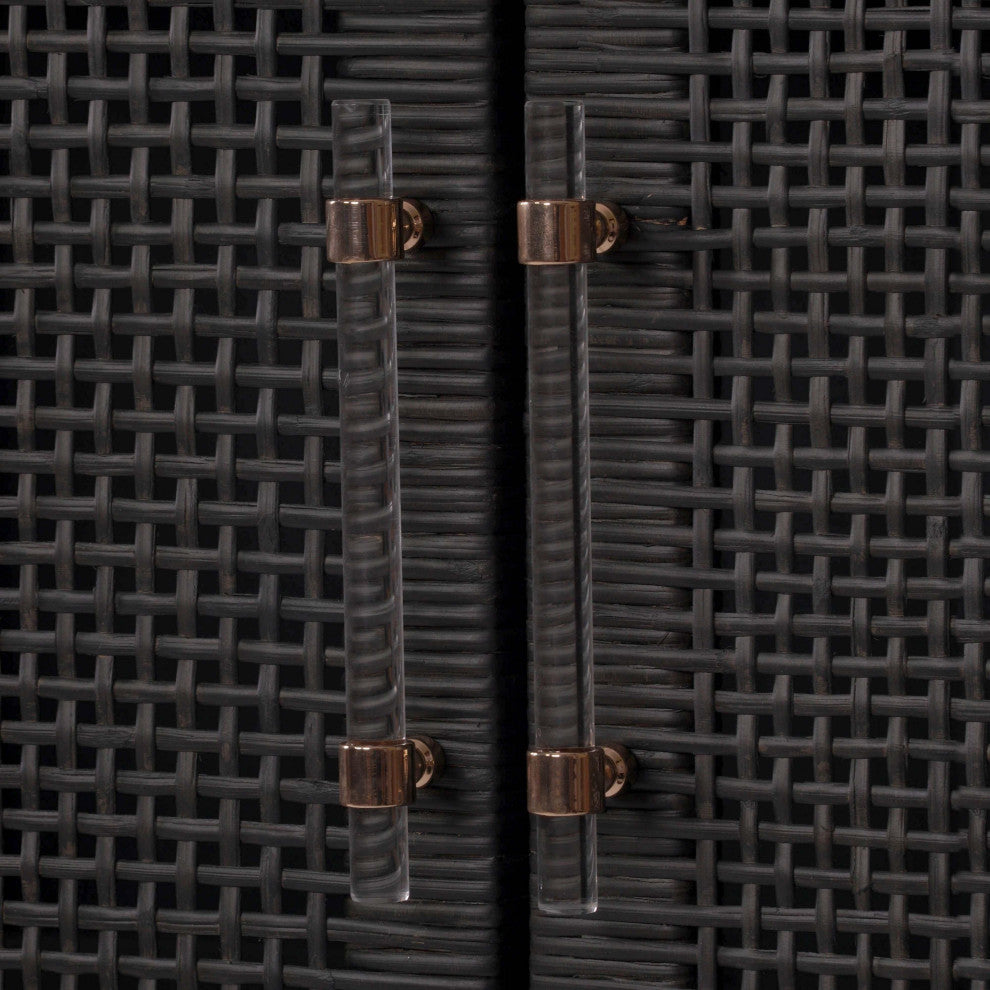 Amara Woven Rattan Wall Cabinet, Charcoal