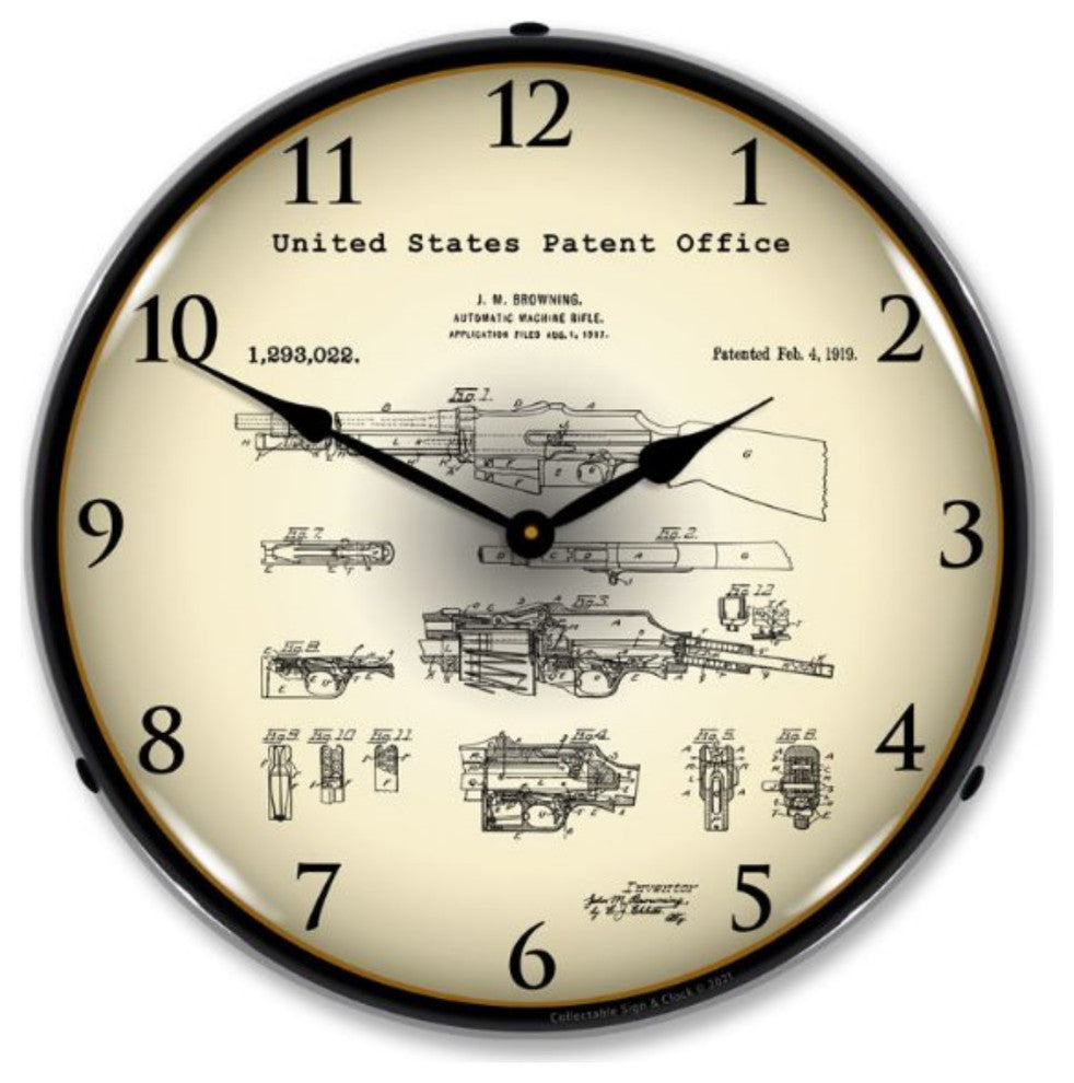 2103233 B.A.R. Browning Automatic Rifle 1919 Patent Clock