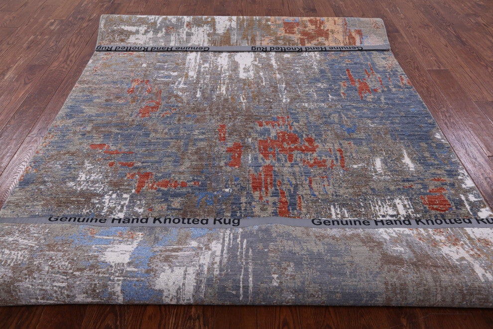 Wool and Silk Modern Hand-Knotted Rug 6' 0" X 9' 2"- Q6858