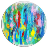 Hand-Drawn Multi-Color Floral Pattern, Abstract Round Artwork, 23"