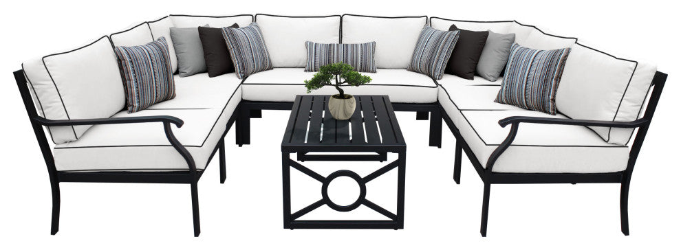 kathy ireland Madison Ave. 9 Piece Aluminum Patio Furniture Set 09c, Snow