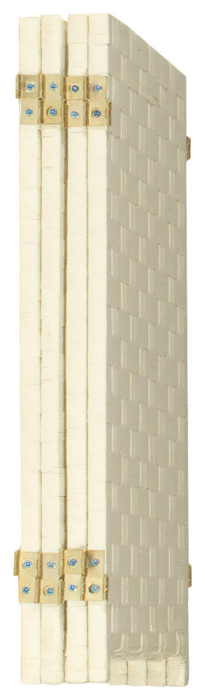 2 ft. Short Woven Fiber Room Divider 4 Panel Cream