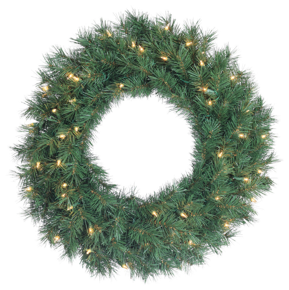 24" Diameter Pre-lit Aspen Spruce Wreath With 50 UL Clear Lights