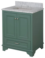 Nantucket 30" Bathroom Vanity, Sage Green, Carrara Marble
