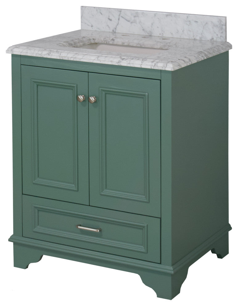 Nantucket 30" Bathroom Vanity, Sage Green, Carrara Marble