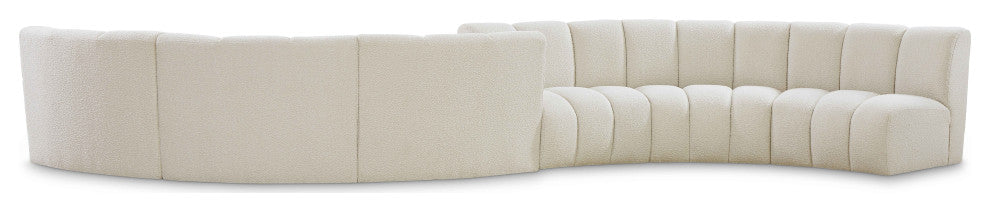 Infinity Boucle Fabric Upholstered 6-Piece S-Shaped Modular Sectional, Cream