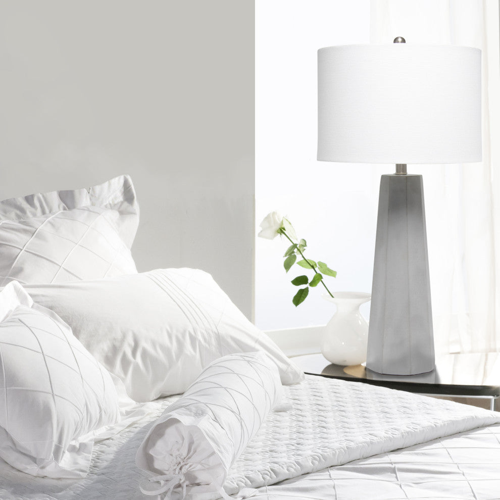 Lalia Home Concrete Pillar Table Lamp With White Fabric Shade