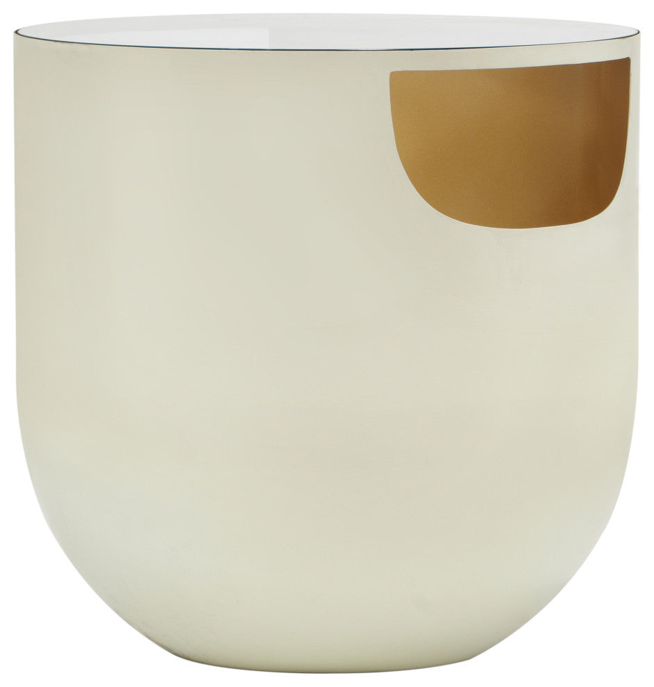 Doma End Table, Cream / Brushed Gold