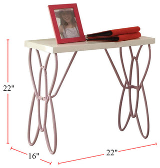 Nightstand with Butterfly Design, White and Light Purple