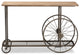 Leon Rustic Natural Wood and Black Metal Wheeled Console Table