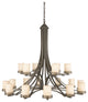 Chandelier 18-Light, Olde Bronze/Light Umber Etched Glass