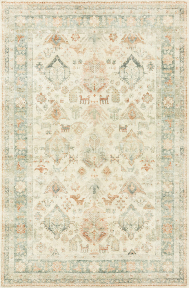 Loloi II Rosette Beige Green Rust Plush Area Rug, 7'-6" X 9'-6"