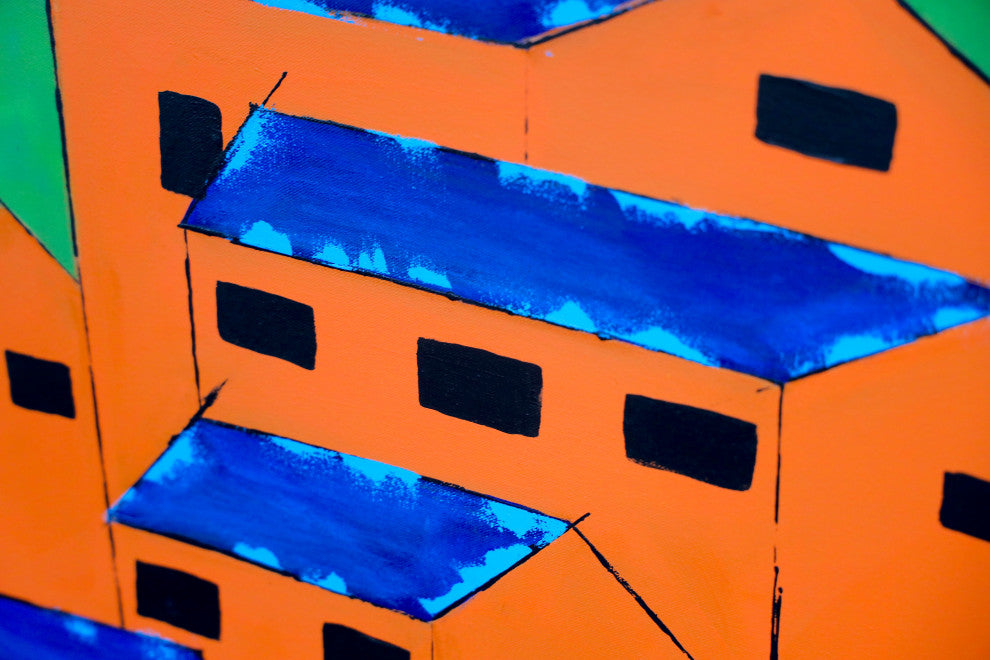 Landscape Artwork Architecture Painting Houses Abstract Wall Art