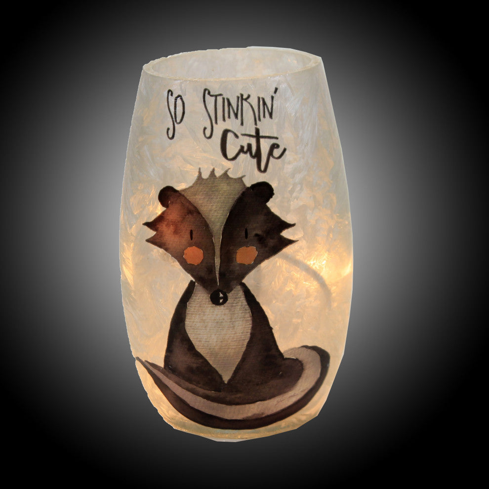 5.00In Cute Animal Pre-Lit Small Vase, Glass, Baby Animals Skr9204 Skunk