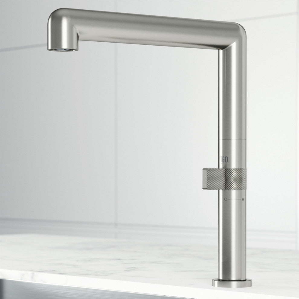 VIGO Jewel 11 in. H Single Handle Kitchen Bar Faucet, Stainless Steel