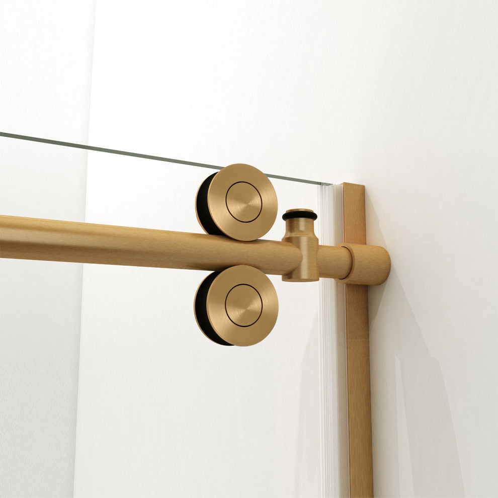 Massa 48"Wx76"H Single Sliding Frameless Shower Door, Brushed Gold