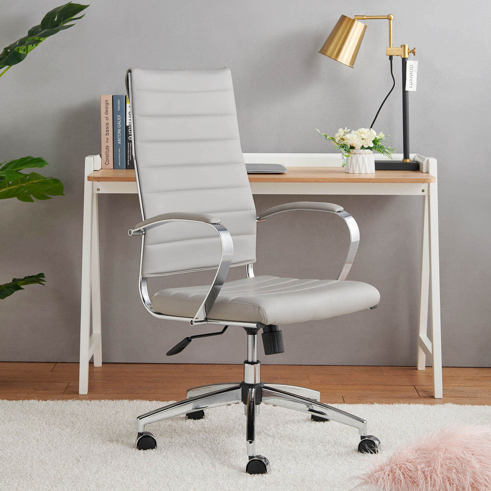LUXMOD High Back Adjustable Swivel Computer Chair, Grey