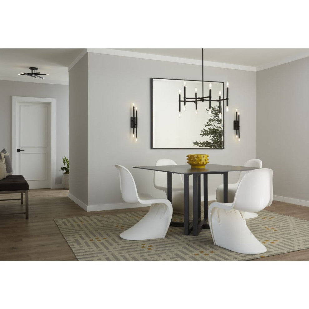 Arya Collection Four-Light Brushed Gold Luxe 20" Semi-Flush Mount Light, Matte Black