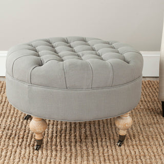 Safavieh Clara Tufted Round Ottoman, Granite