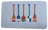 Nantucket Oar Multi Painted Geometric Print Bath Mat, Blue, 21"x34"