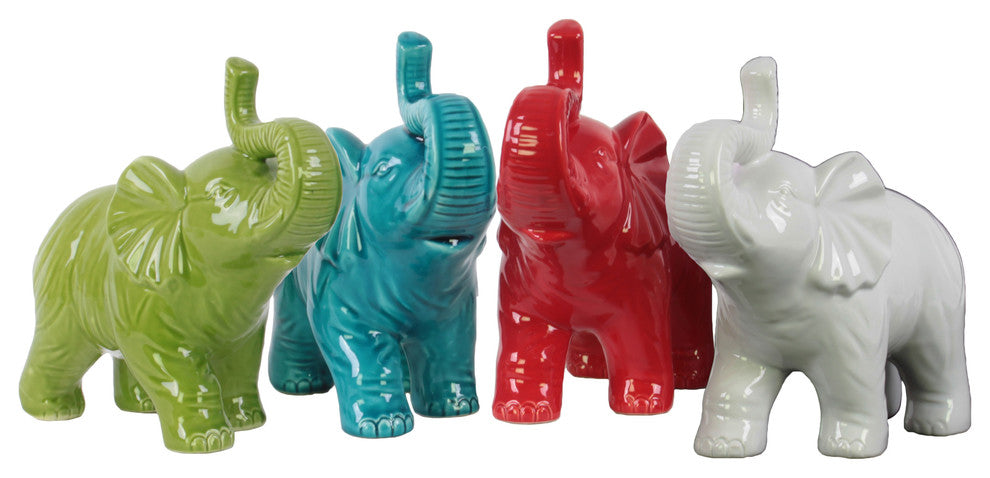 Ceramic Figurines, Gloss, 4-Piece Set