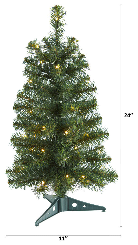 2ï¿½ Green Artificial Christmas Tree with 35 LED Lights and 72 Bendable Braches