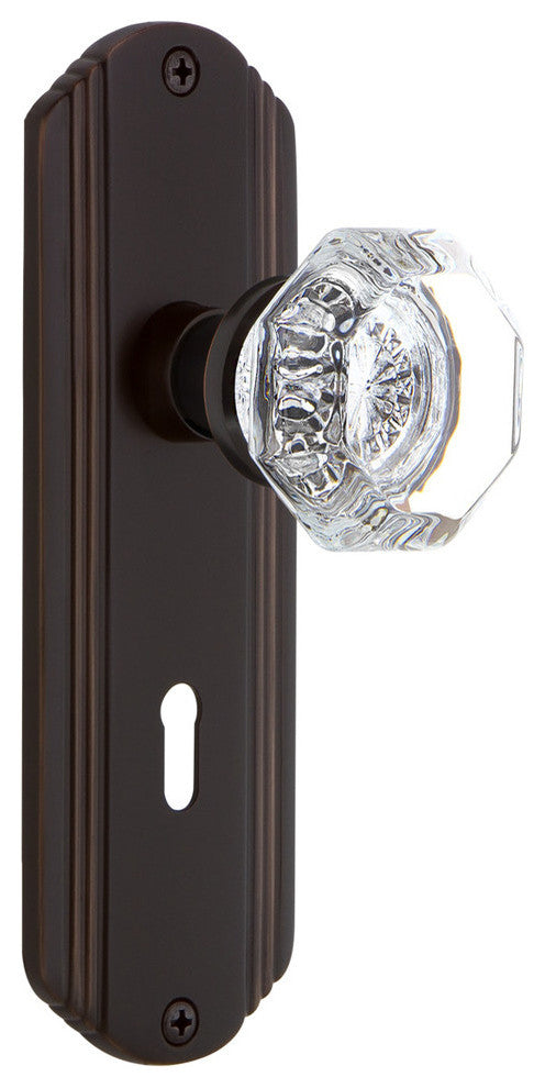 Deco Plate Interior Mortise Waldorf Door Knob, Timeless Bronze