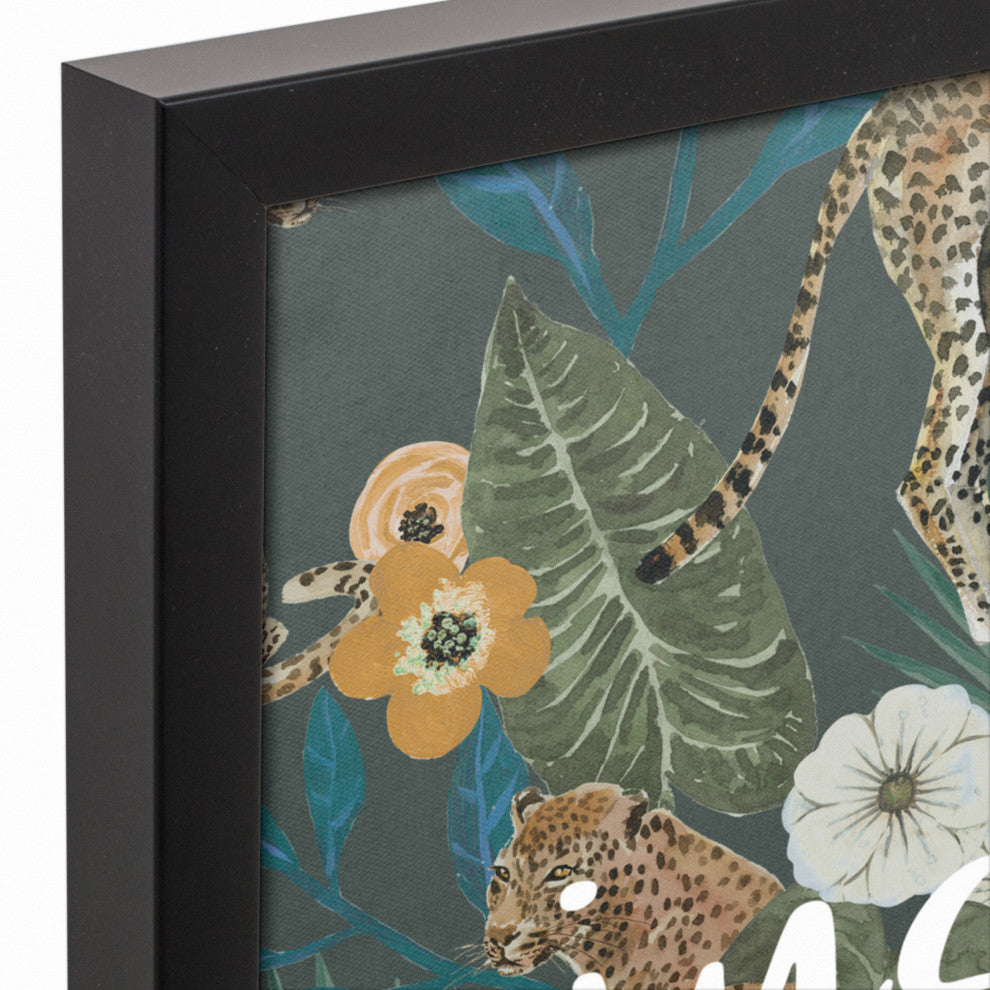 Just Chill Tropical Cheetah Green 13.73x19.73 Black Framed Canvas