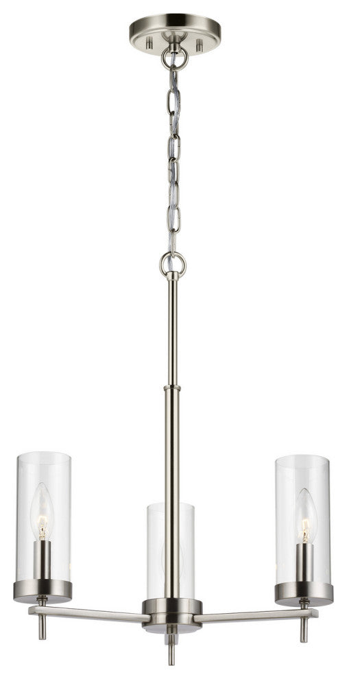 Zire 3-Light Chandelier, Brushed Nickel