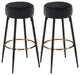 Minimalist Round Bar Stools, Black Velvet - 2 Pcs, 30 Inch