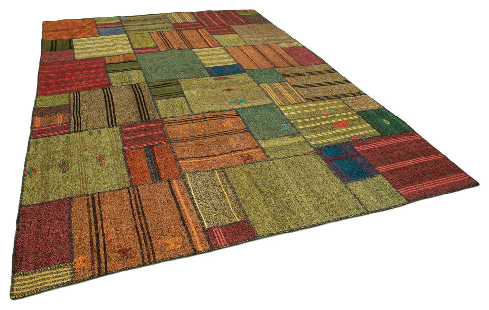 Rug N Carpet - Handmade Turkish 8' 2'' x 11' 6'' Rustic Patchwork Kilim Rug