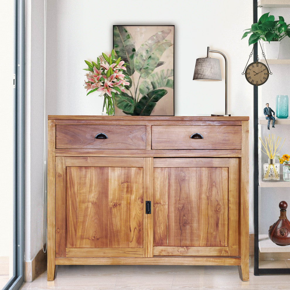 Waxed Teak Wood Rhone Buffet / Media Center, Small