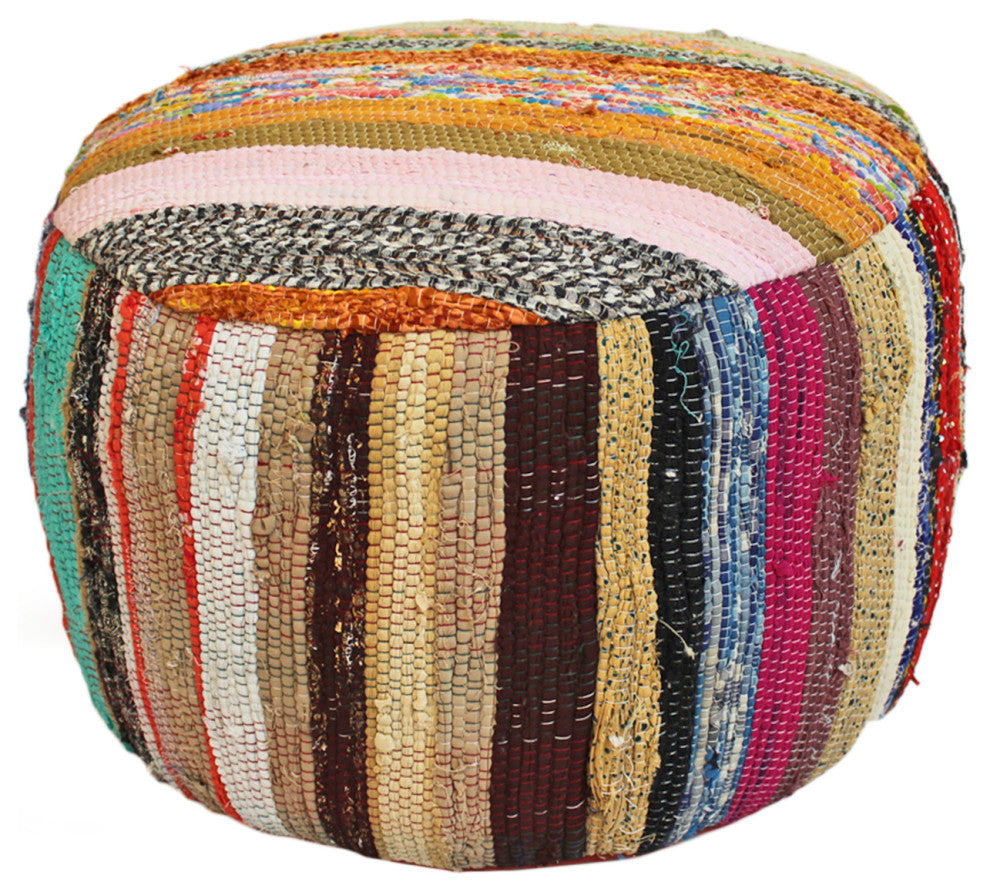 Nandita Colorful Sari Rug Pouf Ottoman